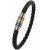 Nanafast Titanium Stainless Steel Magnet Rainbow LGBT Pride Handmade Braided Bracelet PU Leather Weave Plaited Jewelry